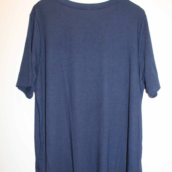 Navy Zenana Premium V-Neck T-Shirt - Sz 3X - Picture 3 of 4